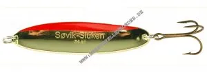 Søvik Sluken Blinker 72mm 18g Gold mit rotem Streifen