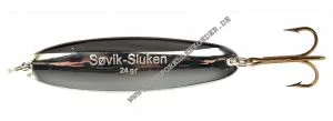 Søvik Sluken Blinker 82mm 24g Silber mit schwarzem Streifen