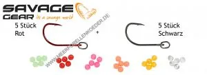 Savage Gear S1 Single Hook Kit Einzelhaken Gr.3/0 10 Stück ( 5x schwarz, 5x rot )