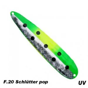 Grizzly Grismo 150mm fluogr&uuml;n / fluogelb / silber mit schwarzen Punkten